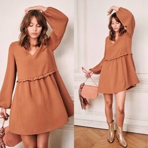 Sezane Penelope Hazelnut Long Sleeve Dress Size 38 (USA 6)
